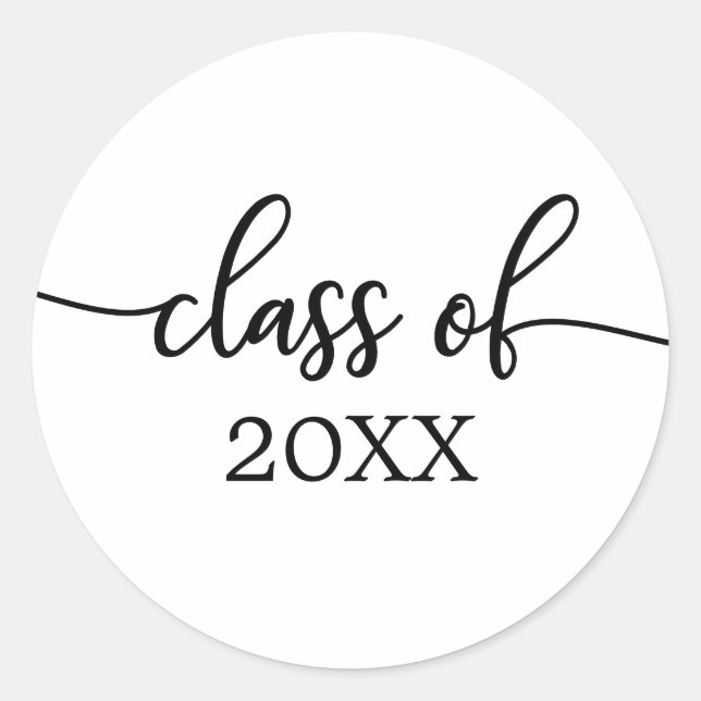 Class of 2021 Simple Chic Calligraphy Classic Round Sticker (Front)