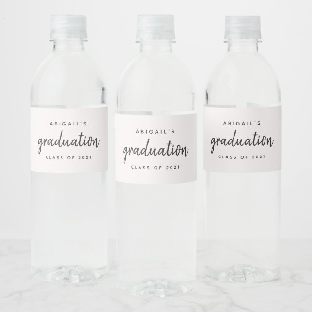 Class of 2021 Simple Chic Graduation Party Water Bottle Label (Bottles)