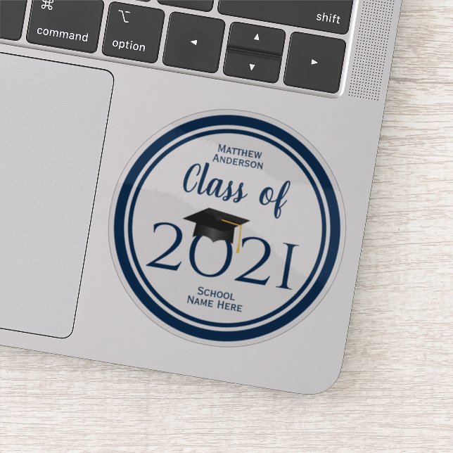 Class of 2021 Simple Elegant Navy Blue Graduation (Detail)