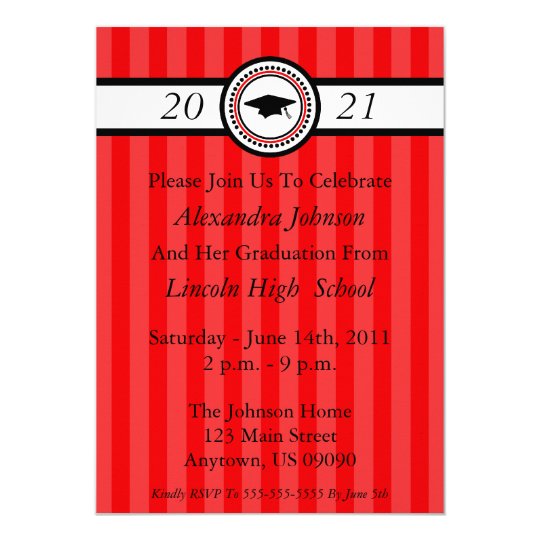 Class Of 2021 Stripes Graduation Invitations (Red ...