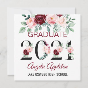 Class of 2021 Watercolor Floral Graduation Card