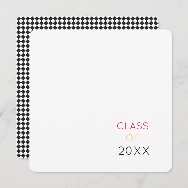 CLASS OF 2022 Black White Check School Colours  Thank You Card (Front/Back)