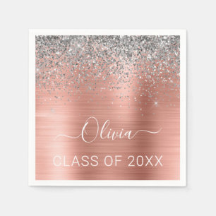 Class of 2022 Blush Pink Silver Glitter Graduate Napkin