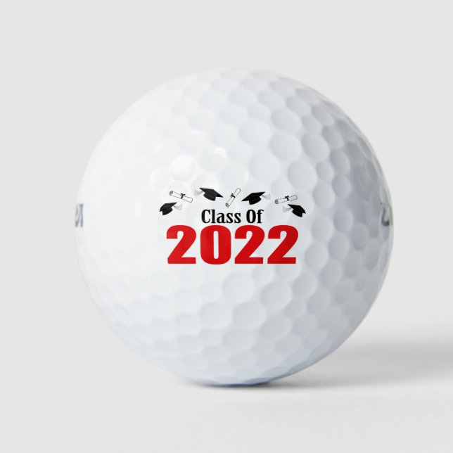 Class Of 2022 Caps And Diplomas (Red) Golf Balls (Front)