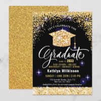 Class of 2022 Elegant Gold Glitter Graduation 