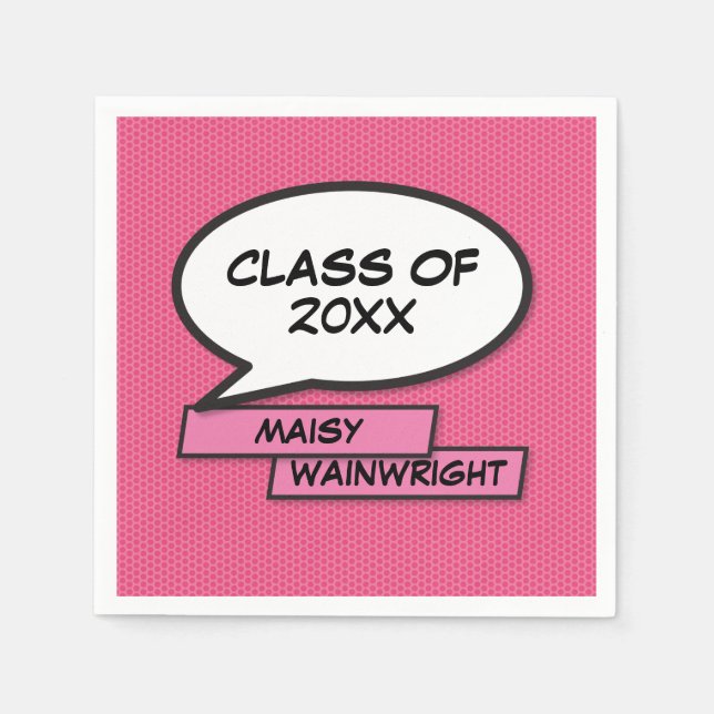 Class of 2022 Girly Pink Graduation Party Fun Napkin (Front)