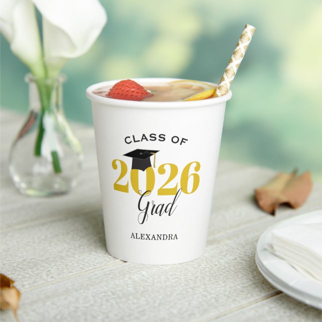 Class of 2022 Grad Gold and Black Paper Cup (Insitu)