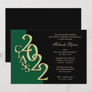 Class of 2022 Grad Gold and Green Invitation
