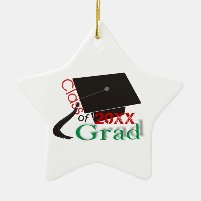 Class of 2022 Grad Graduation cap custom ornaments (Front)