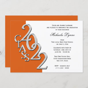Class of 2022 Grad Silver with Colour Option  Invi Invitation