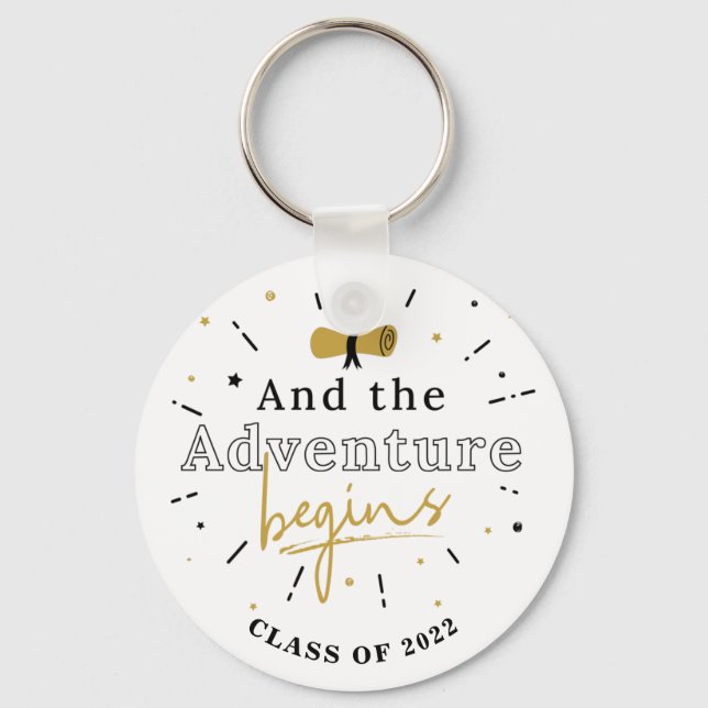 Class of 2022 Graduate And The Adventure Begins Key Ring (Front)