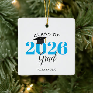 Class of 2022 Graduate Modern Light Blue Ceramic Ornament