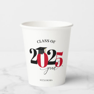 Class of 2022 Graduate Red Modern Tyopgraphy Paper Cups