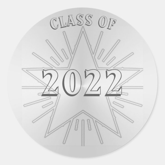 Class of 2022 Graduation Day by Janz Silver Star Classic Round Sticker (Front)