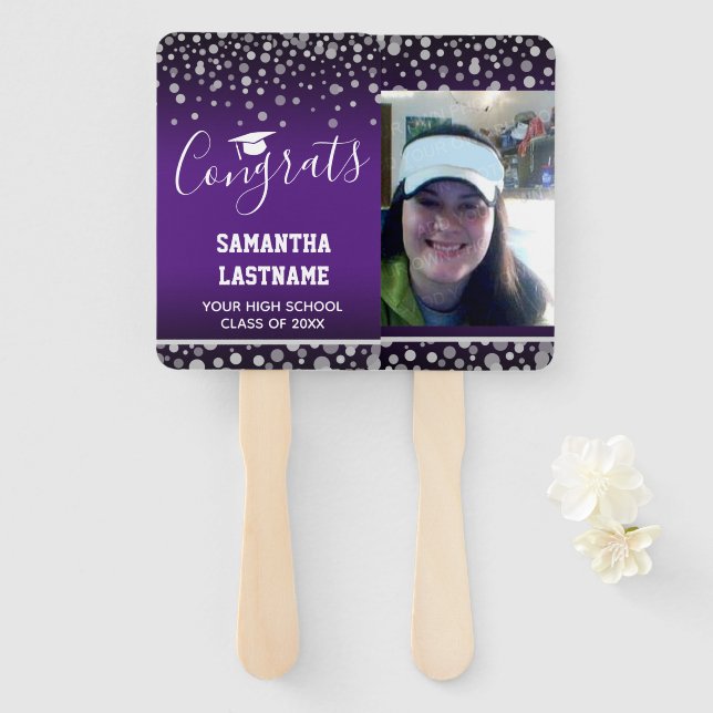 Class of 2022 Graduation Name and School One Photo Hand Fan (Front and Back)