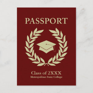 class of 2022 graduation passport announcement postcard