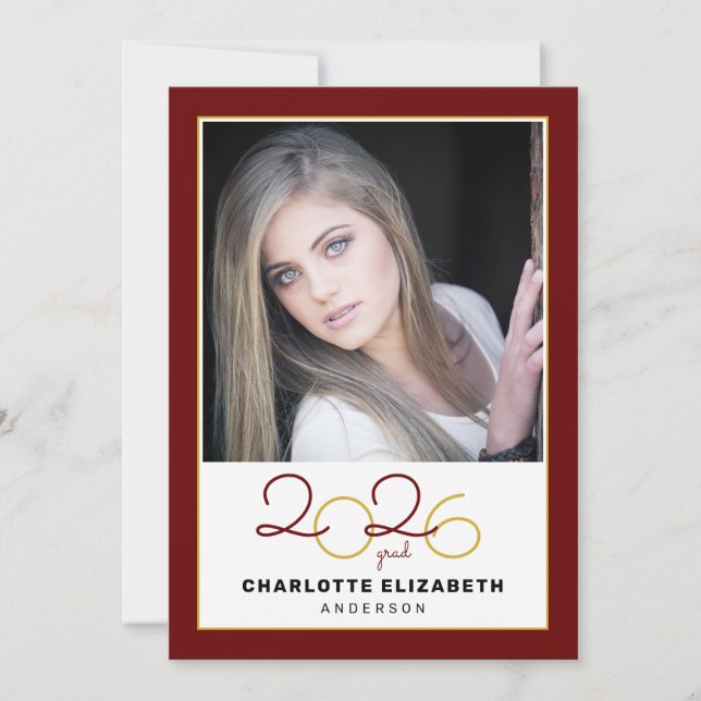 Class of 2022 Maroon 2 Photo Graduation Invitation (Front)