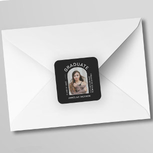 Class of 2022 minimalist simple graduate photo square sticker