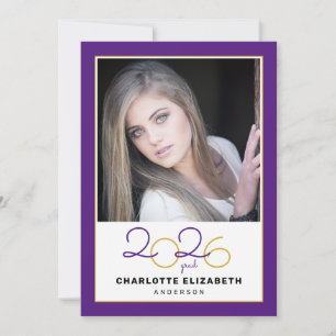 Class of 2022 Purple 2 Photo Graduation Invitation