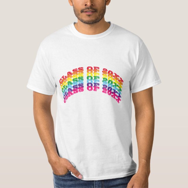 Class of 2022 rainbow colours custom curved text T-Shirt (Front)