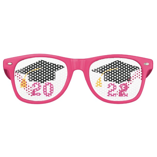 Class of 2022 Senior Girls Pink Graduation Party Retro Sunglasses (Front)