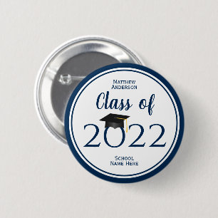 Class of 2022 Simple Elegant Navy Blue Graduation 6 Cm Round Badge