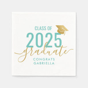 Class of 2022 Teal Gold Graduation Napkin