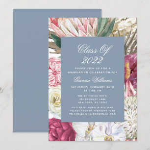 Class of 2022 Watercolor Graduation Floral Invitation