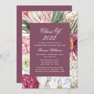 Class of 2022 Watercolor Graduation Floral Invitation