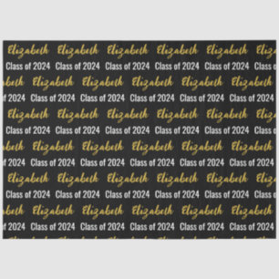 Class of 2023 and Graduate's Name Black White Gold Tissue Paper