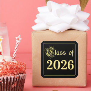 Class of 2023 Black and Gold Graduation Square Sticker