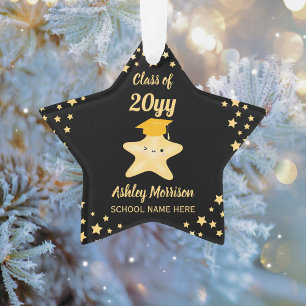 Class of 2023 Black and Gold Super Star Graduation Ornament