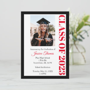 Class of 2023 Black Photo Graduation Invitation