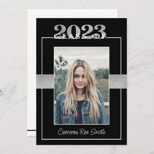 Class of 2023 Black & Silver Graduation Party Invitation