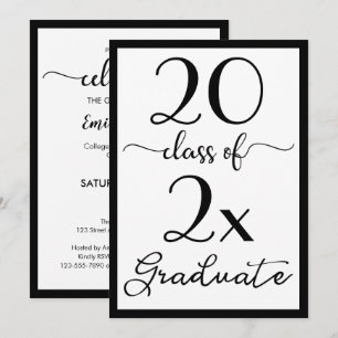 Class Of 2023 Black White Script Graduation Party Invitation