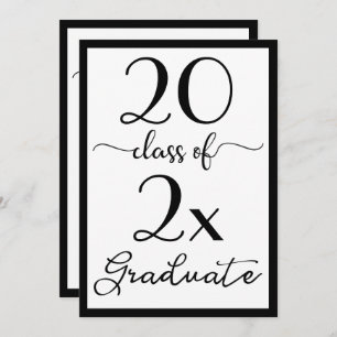 Class Of 2023 Black White Script Graduation Party Invitation