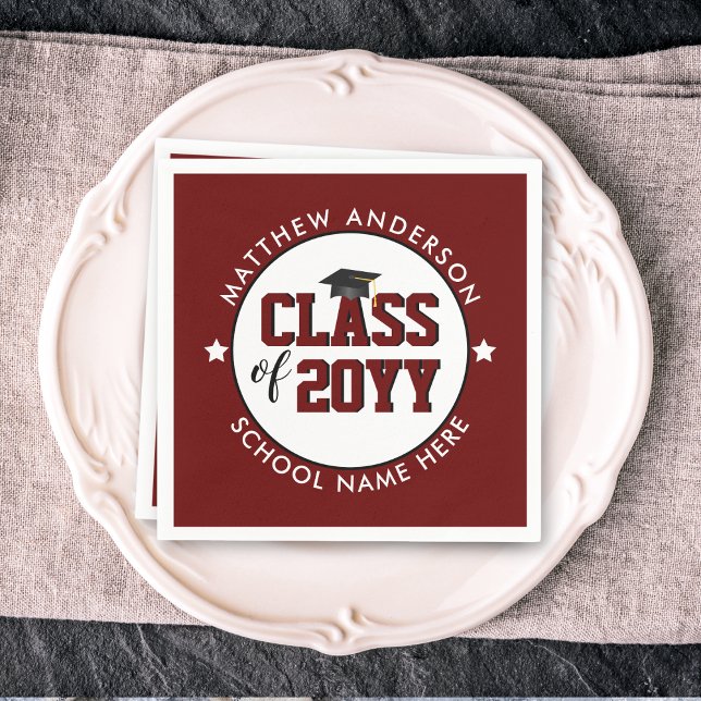 Class of 2023 Burgundy Graduate Graduation Party Napkin (Creator Uploaded)