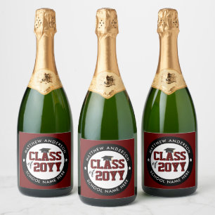 Class of 2023 Burgundy Graduate Graduation Party Sparkling Wine Label