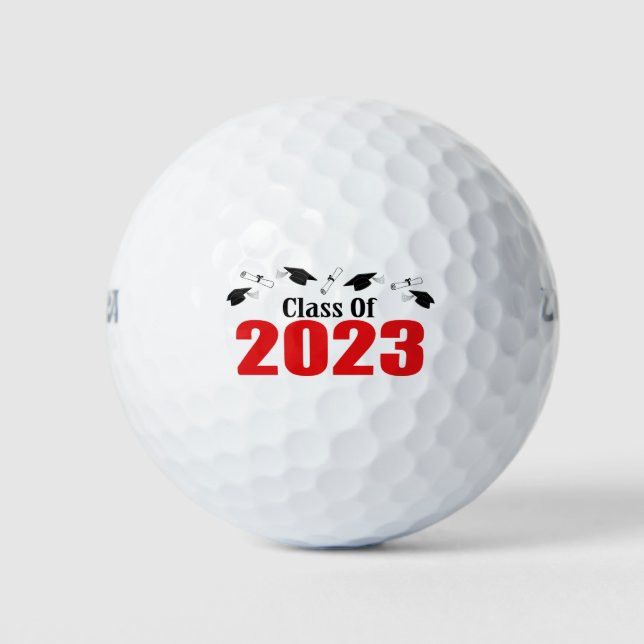 Class Of 2023 Caps And Diplomas (Red) Golf Balls (Front)