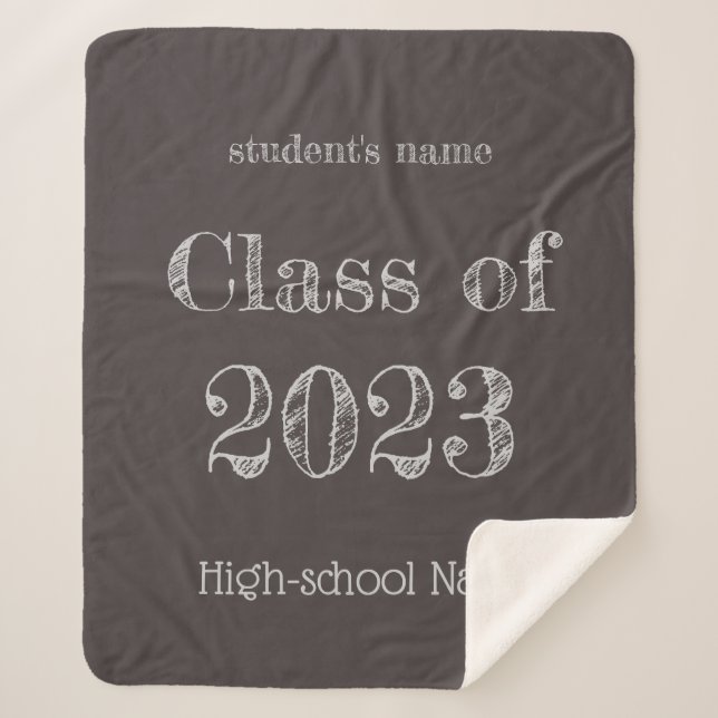 Class of 2023 -chalkboard style sherpa blanket (Front)