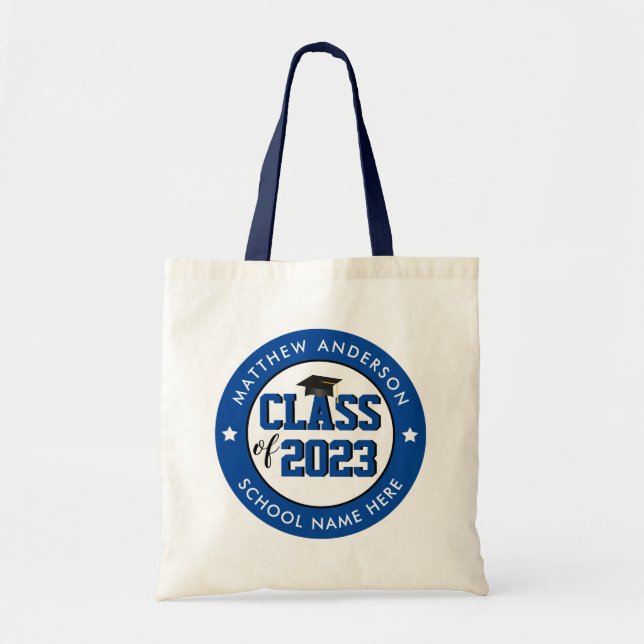 Class of 2023 Elegant Blue Graduate Graduation Tote Bag (Front)