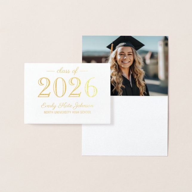 Class of 2023 Elegant Graduation Thank You Gold Foil Card (Display)