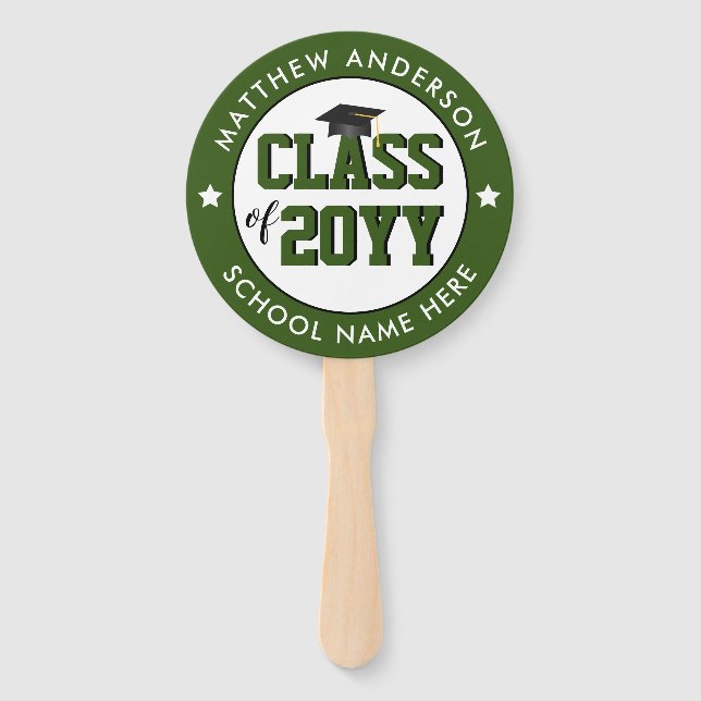 Class of 2023 Forest Green Graduation Party Hand Fan (Front)