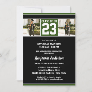Class of 2023 Forest Green Graduation Photo Invitation