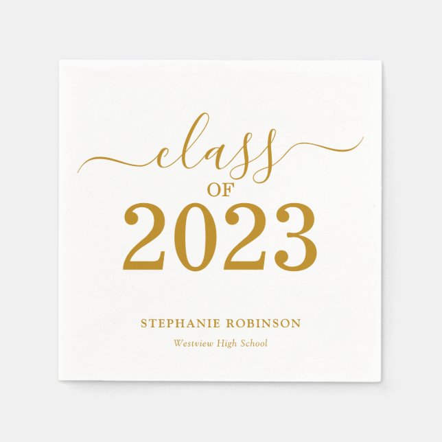 Class of 2023 Gold Script Graduation  Napkin (Front)