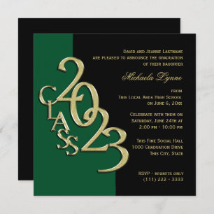 Class of 2023 Grad Green and Gold Invitation