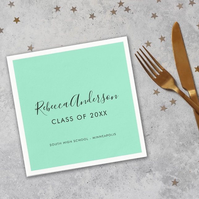 Class of 2023 Grad Mint Green Graduation Napkin (Creator Uploaded)