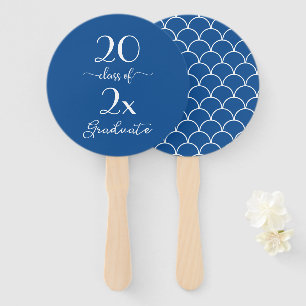 Class Of 2023 Graduate Blue White Pattern Hand Fan