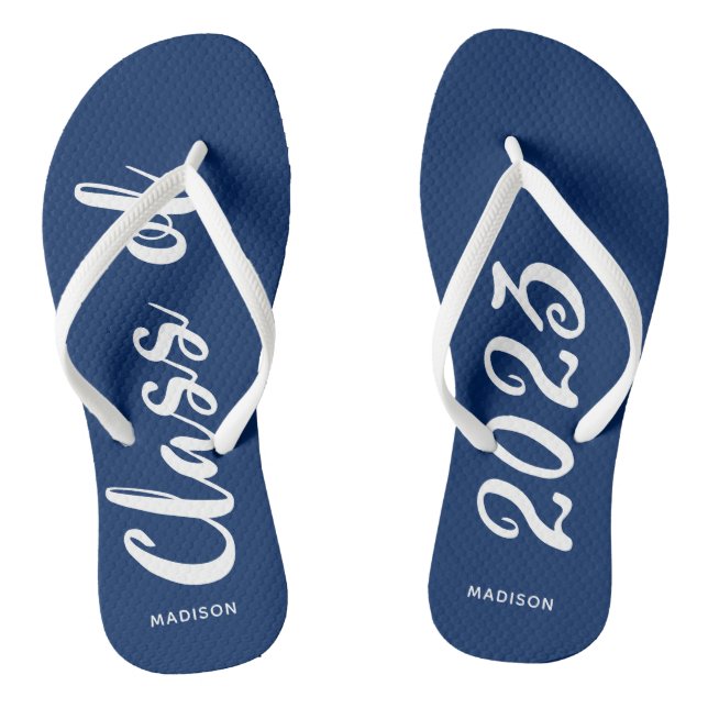 Class of 2023 Graduation Blue Personalised Flip Flops (Footbed)