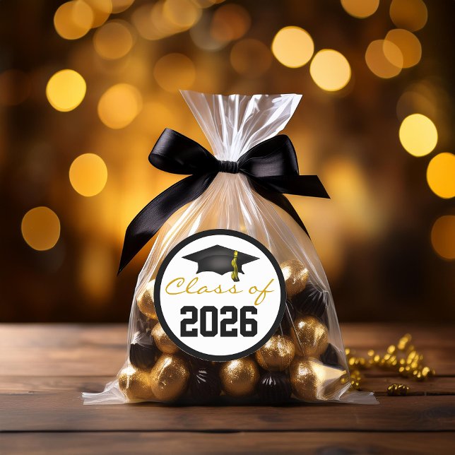 Class of 2023 Graduation Cap Classic Round Sticker (Class of 2026 Graduation Cap Classic Round Sticker - Envelope Seals and Favor Stickers)